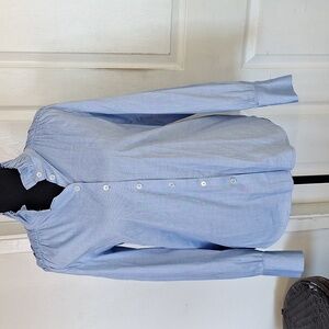 Wyse London Blue Shirt Blouse Button Front Blue Sz 1 US 4